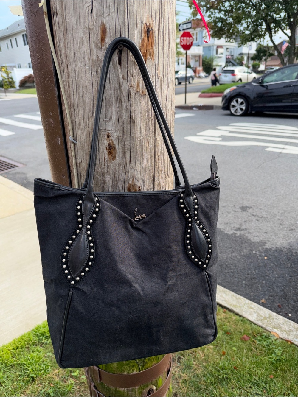 Christian Louboutin Black Studded Handle Tote